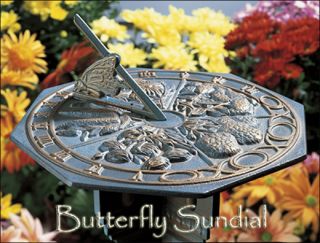 Butterfly Sundial Whitehall Ships in Only 1 Day 2 Colors Garden Home