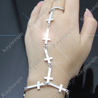 Fab Polish Silver Full Cross Slave Chain Hand Harness Armour Bracelet