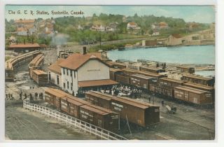  Railroad Train Station in Huntsville Ontario on Old Post Card