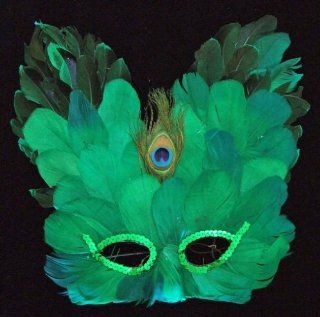 Emerald Green Feather Butterfly Mask Halloween Costume