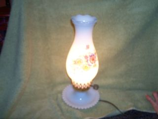 Vintage Handpainted Hob Nail Hurricane Table Lamp Antique