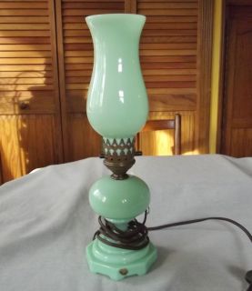 Antique Jefferson Jadite Electric Hurricane Lamp