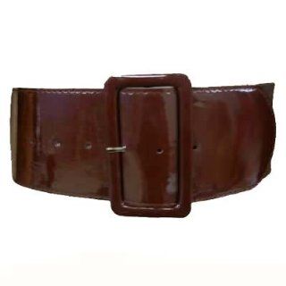 Brown Patent Leather 3 Wide Elastic Corset Waist Belt