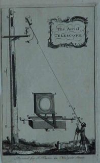 Original 1758 London Engraving Aerial Telescope Huygens