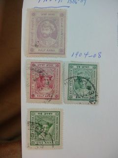 Overprint Hyderabad India Indore Indian Stamps Page from Old
