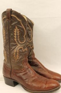Mens Hyer Soft Brown Leather Snakeskin Cowboy Boots Mens Size 10 5