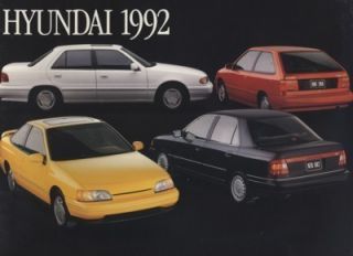 1992 Hyundai Line Sales Brochure Elantra Scoupe Sonata