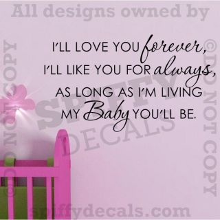 ll Love You Forever Nursery Baby Quote Vinyl Wall Decal Decor