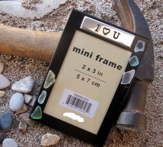 Love You Genuine Beach Sea Glass Photo Frame Gift Eco Friendly
