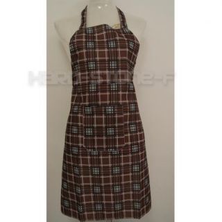 Classic Grid Pattern Thin Apron with Pocket for Cooking Kitchen