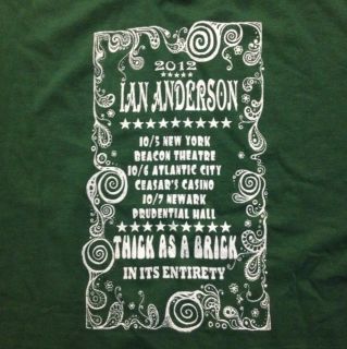 2012 Ian Anderson Thick As A Brick Tour Shirt XL Jethro Tull New York