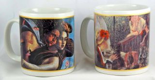Pair of Cafe Arts Mugs, Botticelli Venus and Renior, Classical