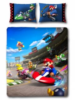  Mario Kart Race Reversible Panel Double Bed Duvet Quilt Cover Set