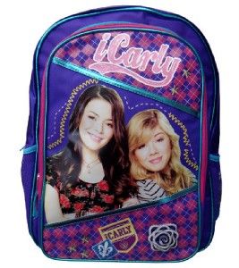 iCarly Large School Backpack Book Bag Purple Features Carly Sam