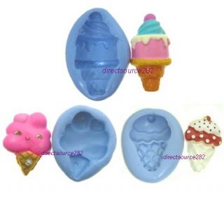 Ice Cream Cone Flexible Push Silicone Mold Mould Polymer Resin Clay