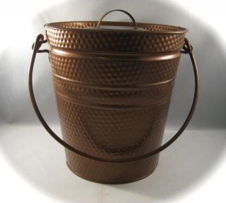  Copper Colored Metal Tin Ice Bucket Storage w Lid Dot Pattern