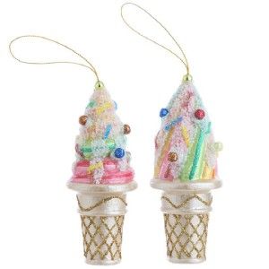 Ice Cream Cone Christmas Ornaments S2 New RAZ Candy Wonderland CW