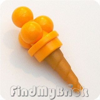 F141A Lego Food Ice Cream Scoops with Ice Cream Cone Bright Orange New