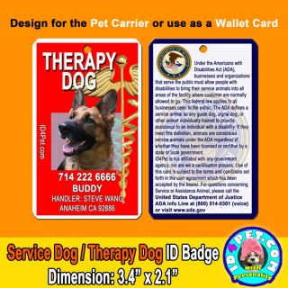Service Dog Therapy Dog ID Tags Badges