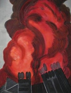Ida Stone Jones Original Painting 16x22 Flames Abstract