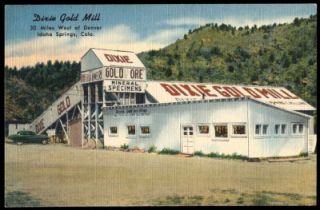 Dixie Gold Mill Idaho Springs Colorado Linen Postcard c1930s 40s