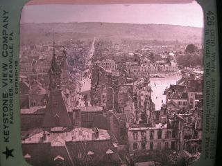Bombed City WWI Chateau Thiearry France c1910 Glass Slide A Cond 426