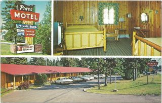 Up St Ignace MI 1960s The Pines Motel Upnorth Rustic Room Wall to Wall