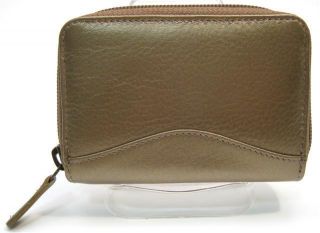 Ili Leather Credit Card Holder Card ID Case One Zip Indexer Bronze New
