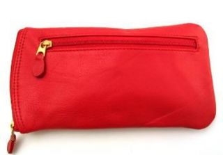 Ili Leather Double Eyeglass Case Two Zip Red Glasses Case New