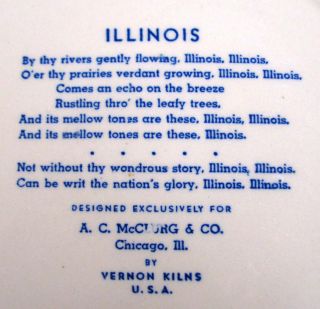 Illinois Blue Melinda Collectors Plate Vernon Kilns Pottery 1940s
