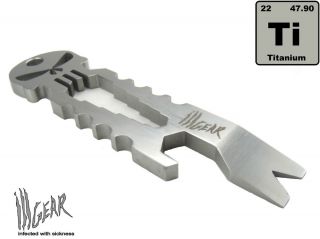 ill Gear Titanium Punisher Skull EDC Tool Key Chain Ti Self Defence