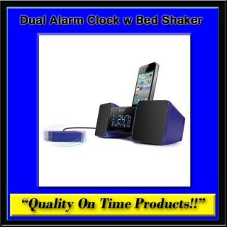 New iLuv Dual Alarm Clock Bed Shaker iPhone iPod Blue Digital Stereo