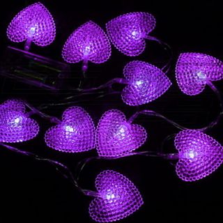 5M 1W 10 LED Purple Light Sweet Heart Design String Fairy Lamp (3xAA