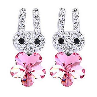 EUR € 12.13   Pequeño conejo cristal plateada pendientes de