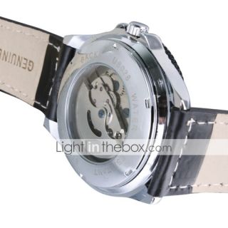 USD $ 17.99   Gentle Leather Band Self Winding Mechanical Wristwatch
