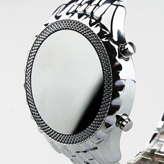 USD $ 11.19   Blue LED Mirror Watch with Silver Metal Strap,