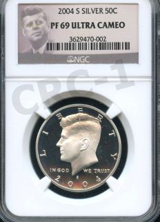 2004 s Silver Kennedy Half Dollar NGC PF69 Ultra Cameo Ken Label