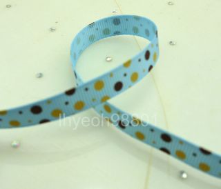 Meters Grosgrain Polka Dot Ribbon Blue with Width of 10mm 3 8 Inches