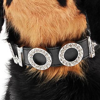 USD $ 10.69   Adjustable Rhinestone Woof Style Collar for Dogs (Neck