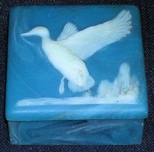 Incolay Stone Turquoise Jewelry Trinket Box Duck