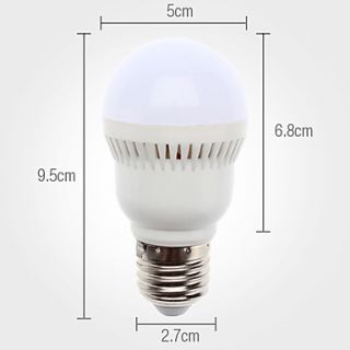 E27 3W 270 300LM 6000 6500K Natural White Light LED Ball Bulb (85 265V