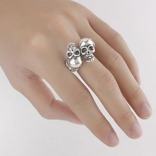 USD $ 2.29   Fashionable Double Skulls Sliver Plate Ring,