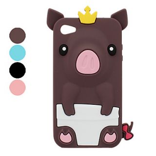 USD $ 5.29   Pig in Crown Silicone Case for iPhone 4 and 4S (Assorted