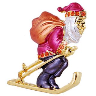 EUR € 4.31   Santa claus ski en alliage de zirconium Broche