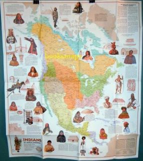 Native American Indians of North America Map 1972 Cultures Tribes