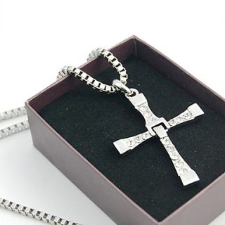 EUR € 5.33   Lega uomo Diamante intarsiato Croce collana (argento