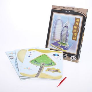 USD $ 15.29   DIY Paper 3D Puzzle Burj Al Arab Hotel (37pcs, No.2801 F