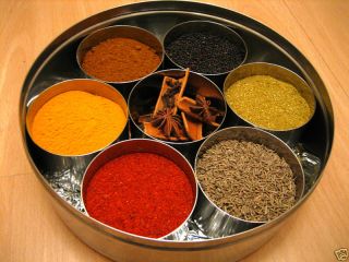 Indian Spice Tin Box Masala Dabba with 10 Spices 160mm