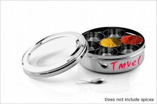 NEW Stainless Steel Masala Dabba Deluxe (Traditional Indian Spice Box)