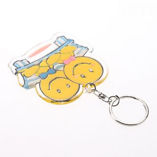 USD $ 1.39   Yellow Smiley Face Couple with Bow Tie Keychain,